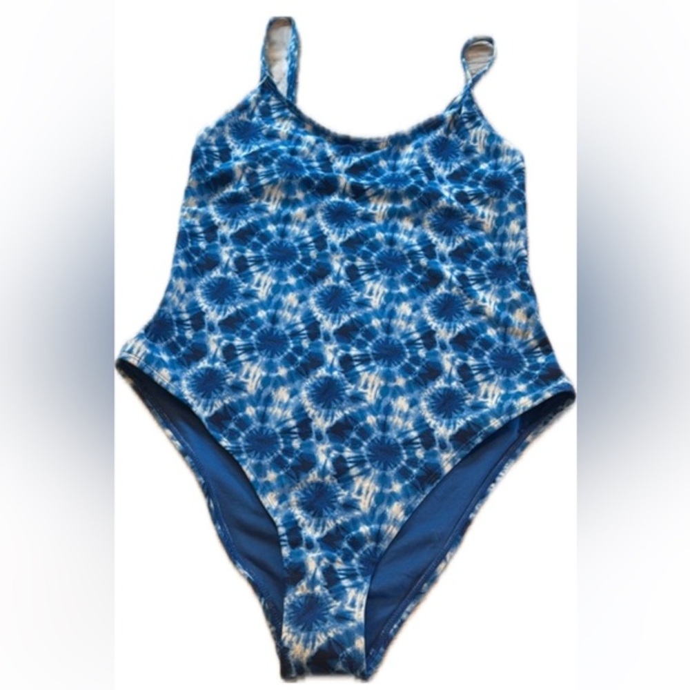 NWT One Piece Tie Dye Bathing Suit Blue / White S